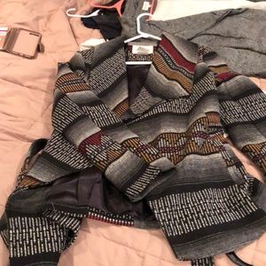 Aztec Print Wool Dress Coat